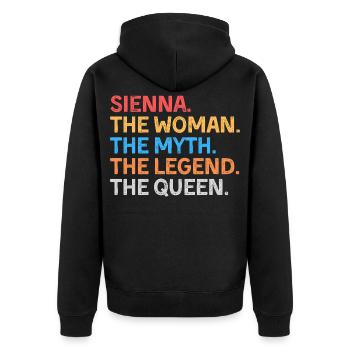 Sienna Die Frau Der Mythos Die Legende Die Königin - Unisex Premium Bio Zip Hoodie - Schwarz - Hinten - Nico (187cm)