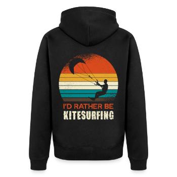 Kitesurfing Retro Circle Design - Unisex Premium Bio Zip Hoodie - Schwarz - Hinten - Nico (187cm)