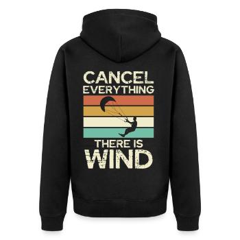 Cancel Everything There Is Wind - Unisex Premium Bio Zip Hoodie - Schwarz - Hinten - Nico (187cm)