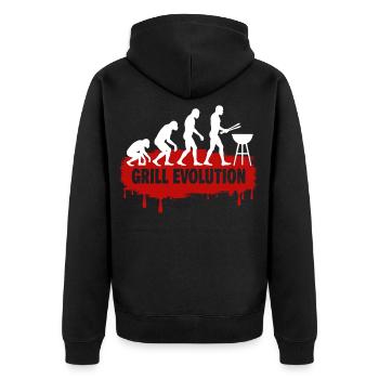 Grill Evolution Lustiger Grillmeister Spruch - Unisex Premium Bio Zip Hoodie - Schwarz - Hinten - Nico (187cm)