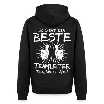 Best Team Leader - Unisex Premium Organic Zip Hoodie - black - Back - Nico (187cm)