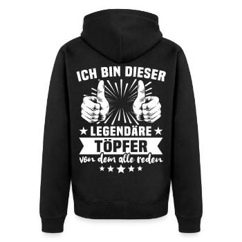 Töpfer Legende - Unisex Premium Bio Zip Hoodie - Schwarz - Hinten - Nico (187cm)