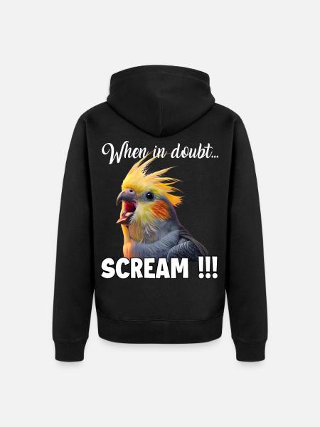 Funny Cockatiel T, Screaming Bird Meme - Unisex Premium Organic Zip Hoodie - black