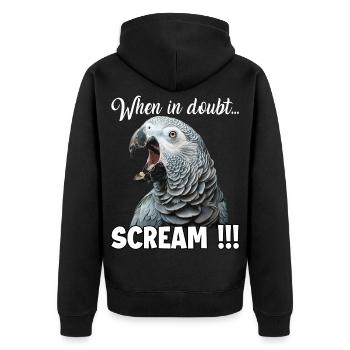 Screaming African grey parrot T, funny parrot - Unisex Premium Organic Zip Hoodie - black - Back - Nico (187cm)