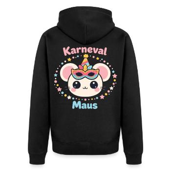 Karneval Maus Kostüm Damen Süß Fasching - Unisex Premium Bio Zip Hoodie - Schwarz - Hinten - Nico (187cm)