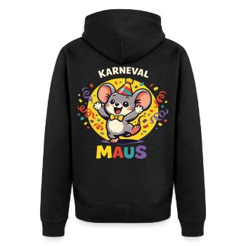 Süße Karneval Maus Damen Fasching Lustig - Unisex Premium Bio Zip Hoodie - Schwarz - Hinten - Nico (187cm)