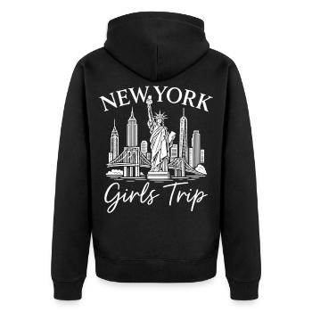 New York Girls Trip - Unisex Premium Bio Zip Hoodie - Schwarz - Hinten - Nico (187cm)