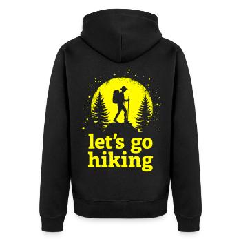 Let's go hiking mountaineer hiker silhouette - Unisex Premium Organic Zip Hoodie - black - Back - Nico (187cm)