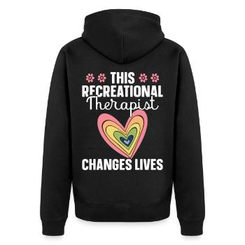  Recreational Therapy Appreciation RT Therapeutic - Unisex Premium Organic Zip Hoodie - black - Back - Nico (187cm)