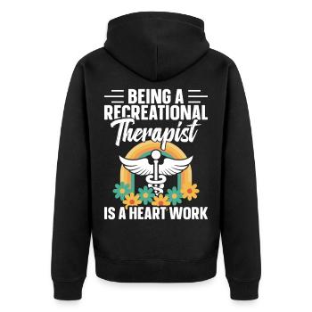  Therapeutic Therapist Must Haves RT Recreational - Unisex Premium Organic Zip Hoodie - black - Back - Nico (187cm)