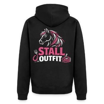 Pferde Reiten Stall Outfit Pferdeliebhaberin - Unisex Premium Bio Zip Hoodie - Schwarz - Hinten - Nico (187cm)
