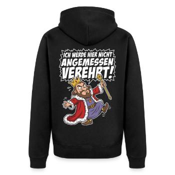 Lustiger König Nicht angemessen verehrt - Unisex Premium Bio Zip Hoodie - Schwarz - Hinten - Nico (187cm)