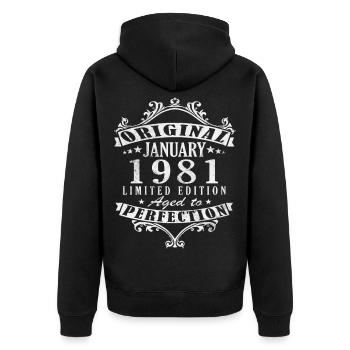 45th Birthday Original January 1981 - Unisex Premium Organic Zip Hoodie - black - Back - Nico (187cm)