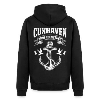 Vacances en mer du Nord Aventure AHOI Fun - Veste à capuche bio Premium Unisexe - noir - Dos - Nico (187cm)