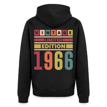 Anniversaire 1966 Vintage Limited Edition Rétro  - Veste à capuche bio Premium Unisexe - noir - Dos - Nico (187cm)