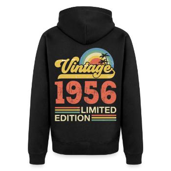 Vintage Geburtstagsgeschenk von 1956 - Unisex Premium Bio Zip Hoodie - Schwarz - Hinten - Nico (187cm)