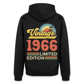 Vintage-Geburtstagsgeschenk zum Jubiläum von 1966 - Unisex Premium Bio Zip Hoodie - Schwarz - Hinten - Nico (187cm)