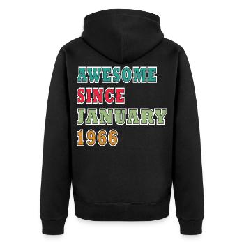 60e anniversaire Original Millésime janvier 1966 - Veste à capuche bio Premium Unisexe - noir - Dos - Nico (187cm)