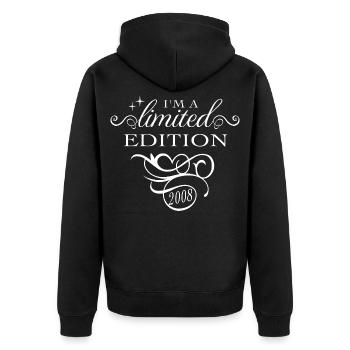 Je suis une femme d’anniversaire édition limitée 2008 - Veste à capuche bio Premium Unisexe - noir - Dos - Nico (187cm)