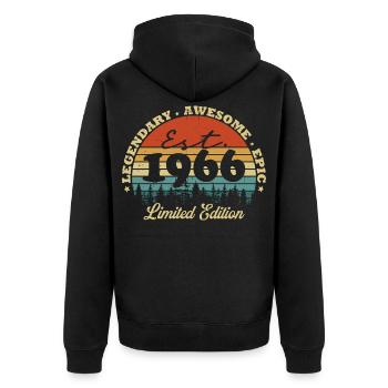 Légendaire depuis 1966 – cadeau d’anniversaire vintage - Veste à capuche bio Premium Unisexe - noir - Dos - Nico (187cm)