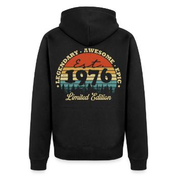 Legendary since 1976 – Vintage Birthday Gift - Unisex Premium Organic Zip Hoodie - black - Back - Nico (187cm)