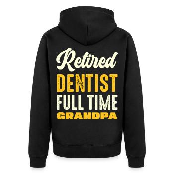 Retired Dentist Grandpa Vintage Typography - Unisex Premium Bio Zip Hoodie - Schwarz - Hinten - Nico (187cm)