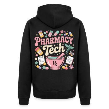Illustration de pharmacie PharmaTech - Veste à capuche bio Premium Unisexe - noir - Dos - Nico (187cm)