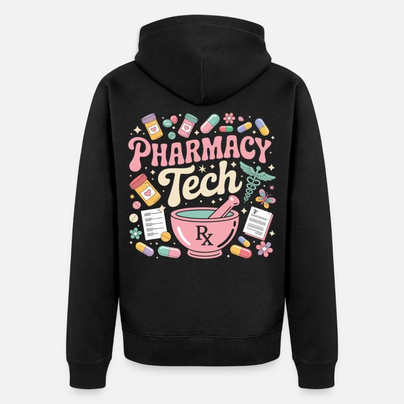 Illustration de pharmacie PharmaTech - Veste à capuche bio Premium Unisexe - noir