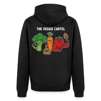 The Veggie Cartel Gemüse Mafia Garten - Unisex Premium Bio Zip Hoodie - Schwarz - Hinten - Nico (187cm)