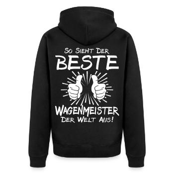 Bester Wagenmeister - Unisex Premium Bio Zip Hoodie - Schwarz - Hinten - Nico (187cm)