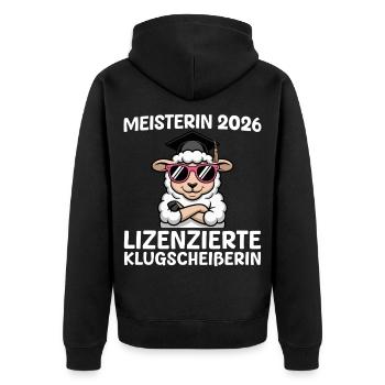 Meisterin 2026 bestandene Meisterprüfung - Unisex Premium Bio Zip Hoodie - Schwarz - Hinten - Nico (187cm)