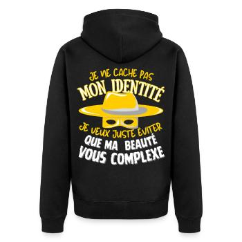 Verborgene Schönheit - Unisex Premium Bio Zip Hoodie - Schwarz - Hinten - Nico (187cm)
