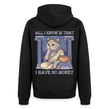 kein Geld - Unisex Premium Bio Zip Hoodie - Schwarz - Hinten - Nico (187cm)