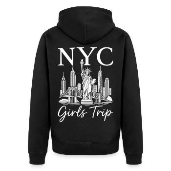 NYC Girls Trip - Unisex Premium Bio Zip Hoodie - Schwarz - Hinten - Nico (187cm)