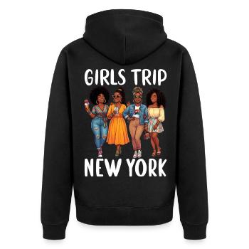 New York Girls Trip - Unisex Premium Bio Zip Hoodie - Schwarz - Hinten - Nico (187cm)