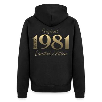 45th Birthday Original January 1981 - Unisex Premium Organic Zip Hoodie - black - Back - Nico (187cm)