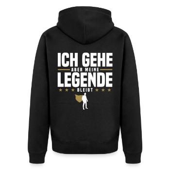But my legend remains - Unisex Premium Organic Zip Hoodie - black - Back - Nico (187cm)
