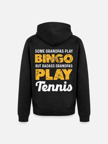 Badass Grandpa Tennis - Unisex Premium Organic Zip Hoodie - black