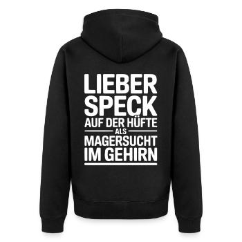 Dear bacon on the hip - Unisex Premium Organic Zip Hoodie - black - Back - Nico (187cm)