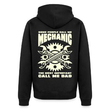 Mechanic Dad Saying - Unisex Premium Organic Zip Hoodie - black - Back - Nico (187cm)
