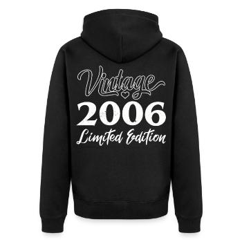 Vintage 2006 Limited Edition Anniversaire Cadeau - Veste à capuche bio Premium Unisexe - noir - Dos - Nico (187cm)