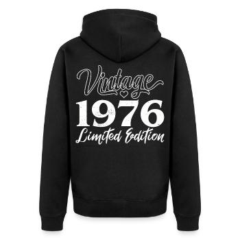 Vintage 1976 Limited Edition Anniversaire Cadeau - Veste à capuche bio Premium Unisexe - noir - Dos - Nico (187cm)