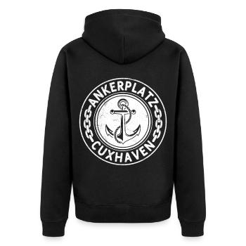 North Sea Holiday CUXHAVEN ANCHORAGE Fun - Unisex Premium Organic Zip Hoodie - black - Back - Nico (187cm)
