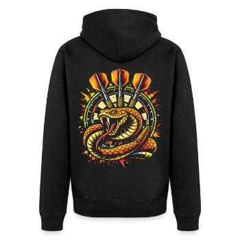 Darts | Rattle the Board , Klapperschlange - Unisex Premium Bio Zip Hoodie - Schwarz - Hinten - Nico (187cm)