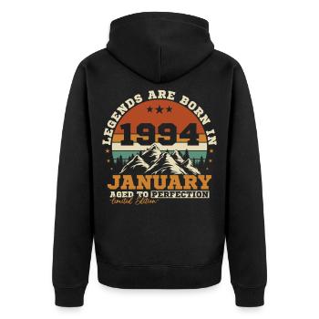 Januar 1994 Vintage-Retro-Geburtstagsgeschenk - Unisex Premium Bio Zip Hoodie - Schwarz - Hinten - Nico (187cm)