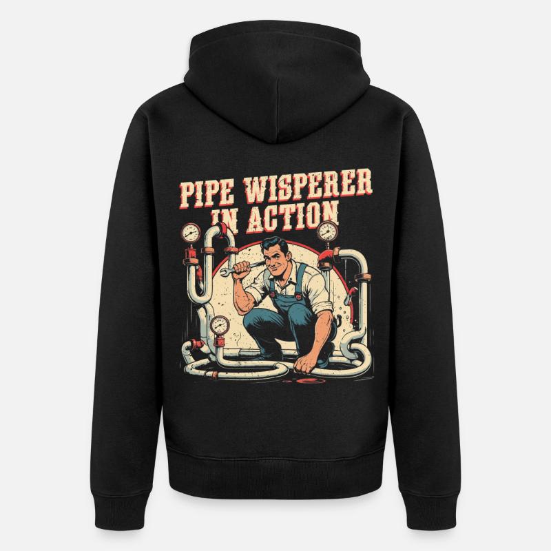 Pipe Layer Pipe Builder Pipe Whisperer - Unisex Premium Organic Zip Hoodie - black