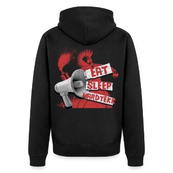 Hardtekk Tekke East Germany - Unisex Premium Organic Zip Hoodie - black - Back - Nico (187cm)