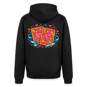 67 Six Seven Herz Spielkarte Valentinstag - Unisex Premium Bio Zip Hoodie - Schwarz - Hinten - Nico (187cm)