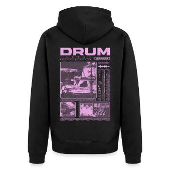 Rock-Schlagzeuger, Trommelspieler, Streetwear - Unisex Premium Bio Zip Hoodie - Schwarz - Hinten - Nico (187cm)