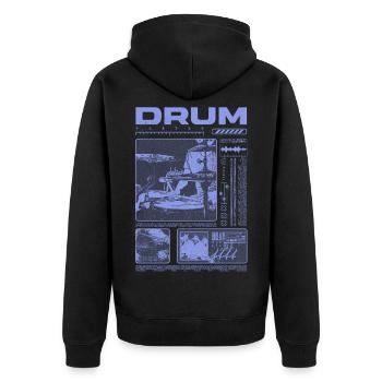 Rock-Schlagzeuger, Trommelspieler, Streetwear - Unisex Premium Bio Zip Hoodie - Schwarz - Hinten - Nico (187cm)